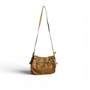 Vintage Tan Faux Leather Crossbody Bag